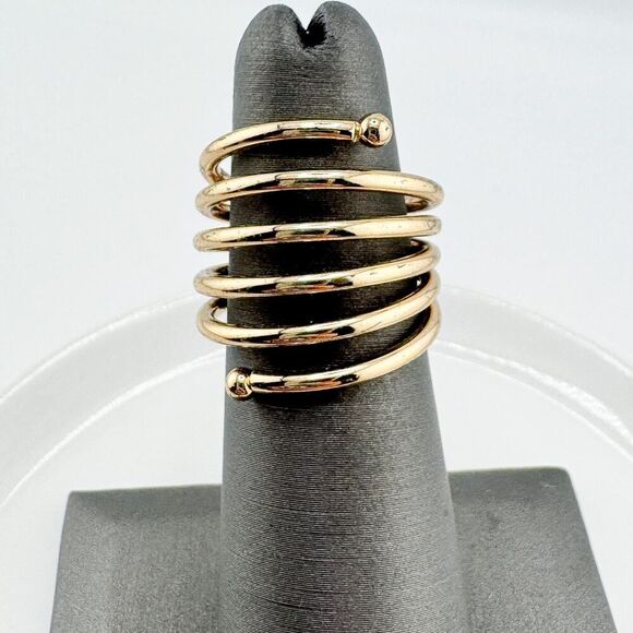 Vintage Gold-Tone Spiral Ring Statement Timeless Minimalist Preppy Modern - Picture 4 of 8